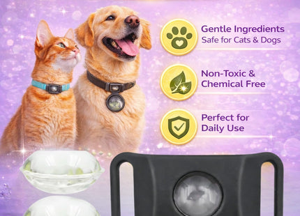 Calming Buckle for Pets – Anxiety Relief Pheromone Device, Helps Reduce Stress During Loud Noises, Travel & Separation, Fits Dog & Cat Collar (Black)