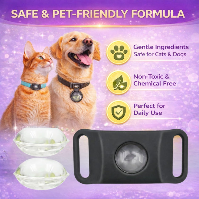 Calming Buckle for Pets – Anxiety Relief Pheromone Device, Helps Reduce Stress During Loud Noises, Travel & Separation, Fits Dog & Cat Collar (Black)