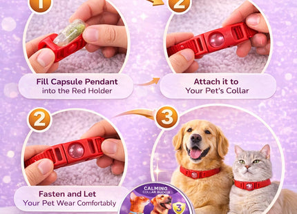 Calming Buckle for Pets – Anxiety Relief Pheromone Device, Helps Reduce Stress During Loud Noises, Travel & Separation, Fits Dog & Cat Collar (Black)