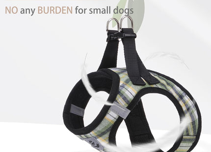 PUPTECK Adjustable Dog Harness Collar and Leash Set Step in No Pull Pet Harness for Small Medium Dogs Puppy and Cats Outdoor Walking Running, Soft Mesh Padded Reflective Vest Harnesses, Grn&YLW, XS