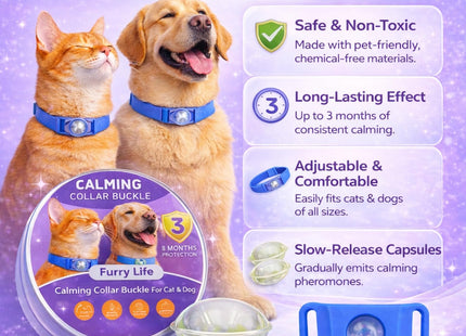 Calming Buckle for Pets – Anxiety Relief Pheromone Device, Helps Reduce Stress During Loud Noises, Travel & Separation, Fits Dog & Cat Collar (Black)