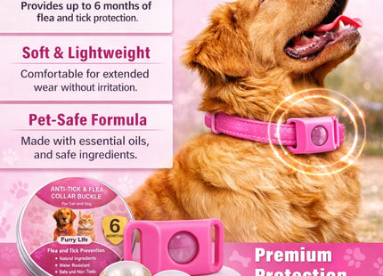 Furry Life Flea & Tick Prevention Pet Tag – Waterproof Collar Pendant, Chemical-Free Protection for Dogs, Cats & Small Pets, Safe for All Breeds