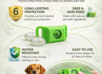 Furry Life Flea & Tick Prevention Pet Tag – Waterproof Collar Pendant, Chemical-Free Protection for Dogs, Cats & Small Pets, Safe for All Breeds