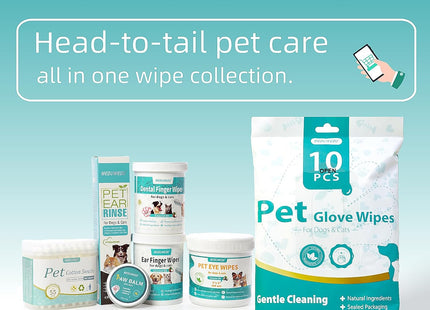 Ear Cleaner Finger Wipes 60 Counts, Dog Ear Cleaner, Grooming Kit Care for Dogs and Cats, Soft & Easy Otic Cleaning Pads, Remove Wax, Dirt & Stop Smelly, Itchy, Non-Irritating (1.5 X 60 pcs, Coconut)