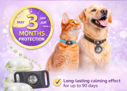 Furry Life Calming Buckle for Pets – Anxiety Relief Pheromone Device, Helps Reduce Stress During Loud Noises, Travel & Separation, Fits Dog & Cat Collar (Black)