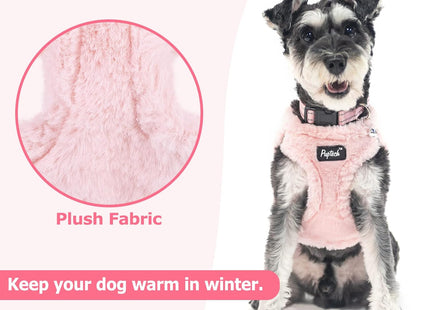 PUPTECK Adjustable Dog Harness Collar and Leash Set Step in No Pull Pet Harness for Small Medium Dogs Puppy and Cats Outdoor Walking Running, Soft Mesh Padded Reflective Vest Harnesses, Plush Pink XS
