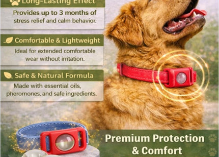 Calming Buckle for Pets – Anxiety Relief Pheromone Device, Helps Reduce Stress During Loud Noises, Travel & Separation, Fits Dog & Cat Collar (Black)