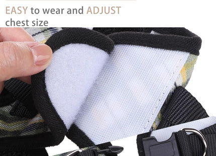 PUPTECK Adjustable Dog Harness Collar and Leash Set Step in No Pull Pet Harness for Small Medium Dogs Puppy and Cats Outdoor Walking Running, Soft Mesh Padded Reflective Vest Harnesses, Grn&YLW, XS