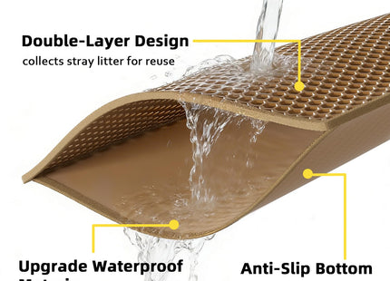Cat Litter Mat Litter Trapping Mat, 30" X 24" Inch, Honeycomb Double-Layer Design Waterproof Urine Proof Material, Easy Clean Scatter Control (Brown)