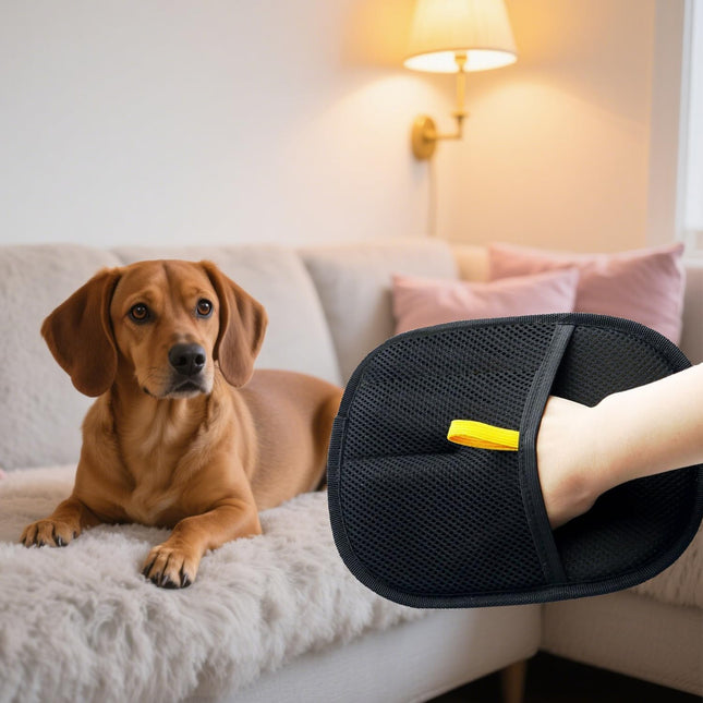 Furry Life Reusable Pet Hair Removal Gloves, Electrostatic Hair Remover, Efficient Grooming Gloves for Pet Hair, Dog and Cat Fur for Couch, Clothes, Carpet, Bed Sheet