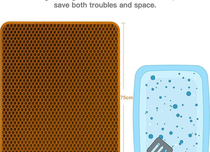 Premium Cat Litter Box Mat – Waterproof Anti-Slip Litter Trapping Floor Pad | Easy Clean Mess Control Mat for Cats & Kittens- Brown (75 * 60 cms)