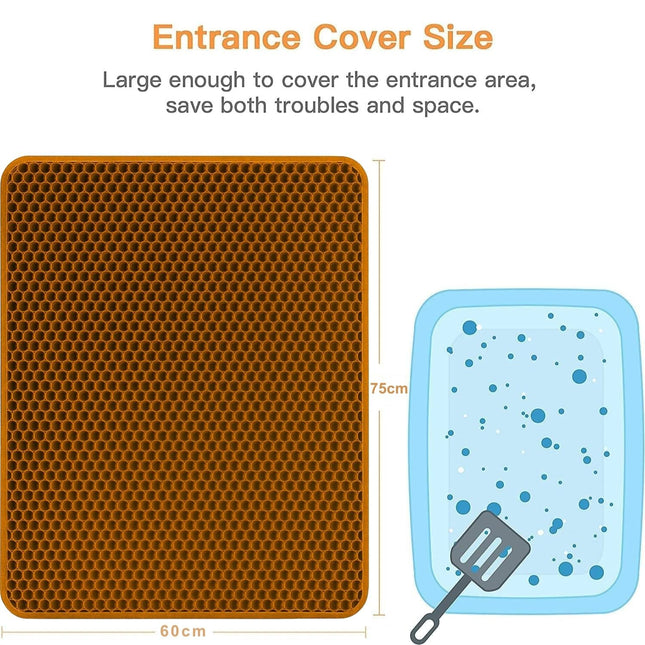 Premium Cat Litter Box Mat – Waterproof Anti-Slip Litter Trapping Floor Pad | Easy Clean Mess Control Mat for Cats & Kittens- Brown (75 * 60 cms)