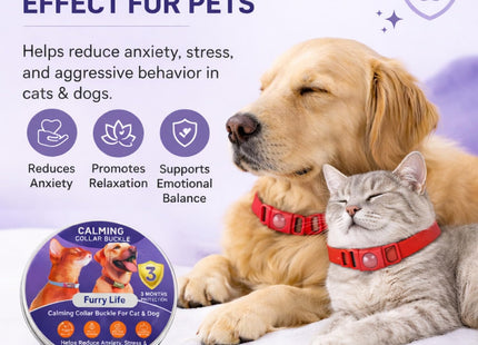Calming Buckle for Pets – Anxiety Relief Pheromone Device, Helps Reduce Stress During Loud Noises, Travel & Separation, Fits Dog & Cat Collar (Black)