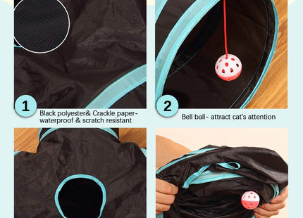 5-Way Cat Tunnel Furry Life Toy, Foldable Interactive Play Tube with Storage Bag, Activity Tunnel for Indoor & Outdoor Use