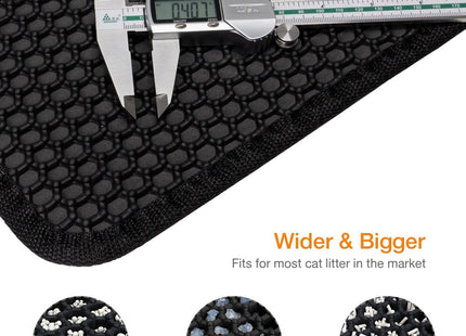 Cat Litter Mat Litter Trapping Mat, Honeycomb Double Layer Waterproof Urine Proof Mats for Litter Boxes Scatter Control Easy Clean Soft on Paws (Grey, 60 x 40cm)