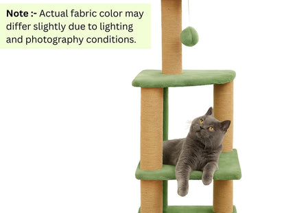 Cat Tree Hammock Bed with Natural Sisal Scratching Posts and Teasing Feather for Kitten (41 - Green)