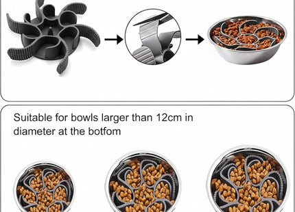 Slow Feeder Dog Bowl Insert with Suction Cups-Rotatable Silicone Pet Feeding Supplies for Slow Eating, Anti-Choking Dog Bowl Attachment for All Dogs