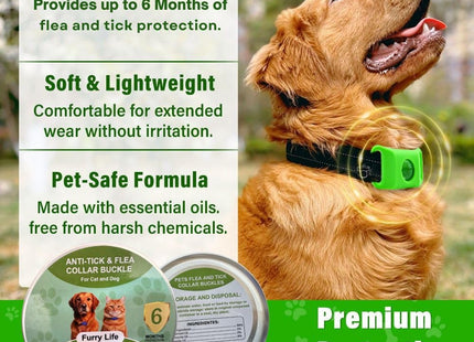 Flea & Tick Protection Pet Tag – Waterproof Collar Pendant for Dogs & Cats | Safe & Lightweight for All Breeds - (Green)