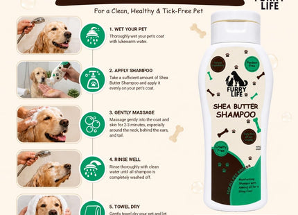 Furry Life Pet Shampoo for Dogs & Cats | Oatmeal Soothing Formula | Relieves Dry & Itchy Skin, Gentle Cleansing & Coat Care | Pet Shampoo for All Breeds -(200 ML)