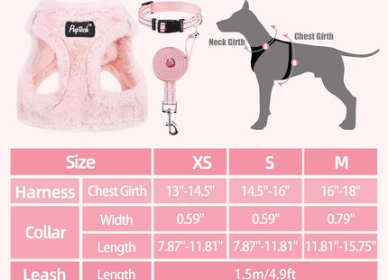 PUPTECK Adjustable Dog Harness Collar and Leash Set Step in No Pull Pet Harness for Small Medium Dogs Puppy and Cats Outdoor Walking Running, Soft Mesh Padded Reflective Vest Harnesses, Plush Pink XS