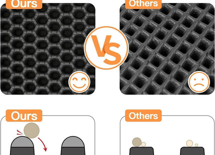 Cat Litter Mat Litter Trapping Mat, Honeycomb Double Layer Waterproof Urine Proof Mats for Litter Boxes Scatter Control Easy Clean Soft on Paws (Grey, 60 x 40cm)