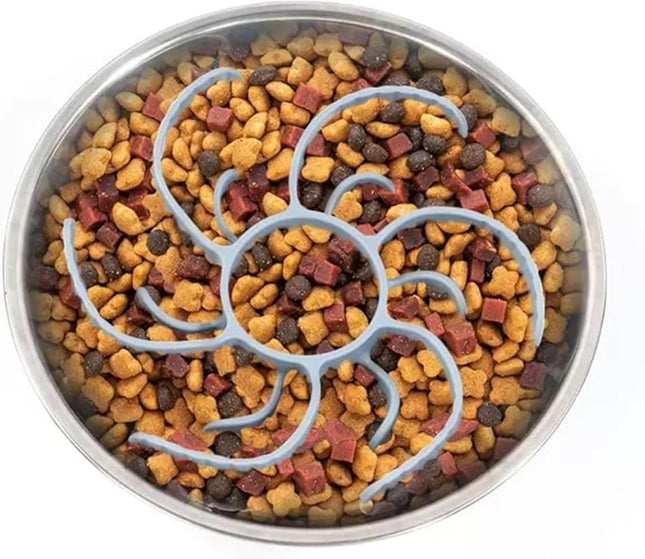 Slow Feeder Dog Bowl Insert with Suction Cups-Rotatable Silicone Pet Feeding Supplies for Slow Eating, Anti-Choking Dog Bowl Attachment for All Dogs