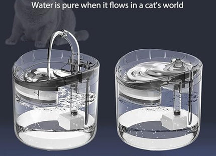 Furry Life Pet Water Fountain Super Silent - Water Fountains for All Pets Indoor - Suitable for Cats, Birds, Rabits and Dogs - (Transparent 2L)