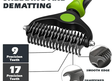 Pet Grooming Brush Combo | Self-Cleaning Slicker Brush, Deshedding Rake & Rubber Grooming Brush | Dog & Cat Hair Removal Tool for Short & Long Fur