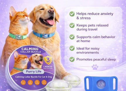 Calming Buckle for Pets – Anxiety Relief Pheromone Device, Helps Reduce Stress During Loud Noises, Travel & Separation, Fits Dog & Cat Collar (Black)