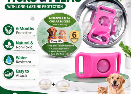 Furry Life Flea & Tick Prevention Pet Tag – Waterproof Collar Pendant, Chemical-Free Protection for Dogs, Cats & Small Pets, Safe for All Breeds