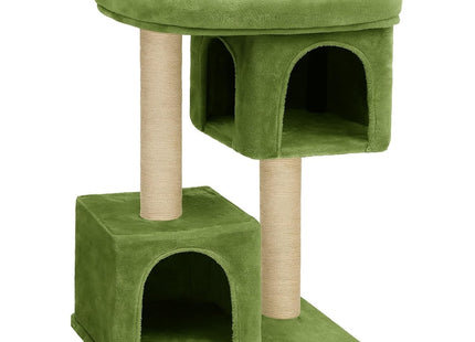 Cat Tree Hammock Bed with Natural Sisal Scratching Posts and Teasing Feather for Kitten (62 - Green)