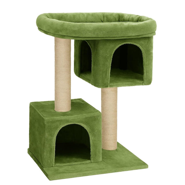 Cat Tree Hammock Bed with Natural Sisal Scratching Posts and Teasing Feather for Kitten (62 - Green)