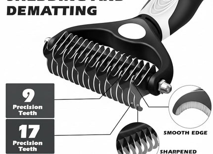 Pet Grooming Brush Combo | Self-Cleaning Slicker Brush, Deshedding Rake & Rubber Grooming Brush | Dog & Cat Hair Removal Tool for Short & Long Fur