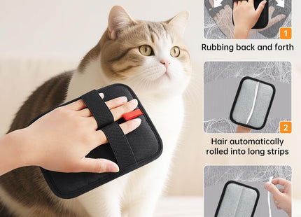 Furry Life Reusable Pet Hair Removal Gloves, Electrostatic Hair Remover, Efficient Grooming Gloves for Pet Hair, Dog and Cat Fur for Couch, Clothes, Carpet, Bed Sheet (2 Pack Black)
