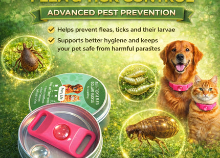 Furry Life Flea & Tick Prevention Pet Tag – Waterproof Collar Pendant, Chemical-Free Protection for Dogs, Cats & Small Pets, Safe for All Breeds