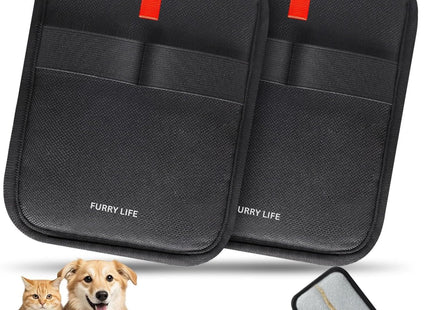 Furry Life Reusable Pet Hair Removal Gloves, Electrostatic Hair Remover, Efficient Grooming Gloves for Pet Hair, Dog and Cat Fur for Couch, Clothes, Carpet, Bed Sheet (2 Pack Black)