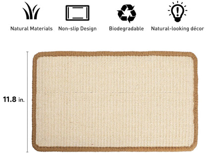 Furry Life Natural Sisal Cat Scratcher Mat with Sticky Tapes, Durable Cat Scratch Pad Rug, Floor & Sofa Furniture Protector for Cats, Helps Prevent Scratching Damage