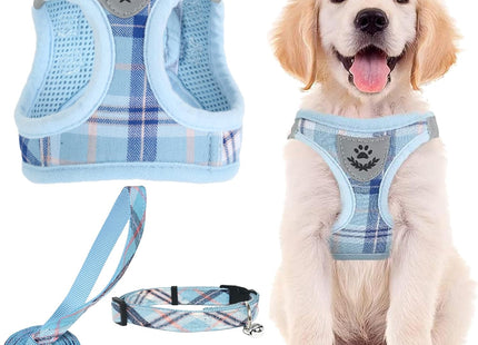 PUPTECK Adjustable Pet Harness Collar and Leash Set for Small Dogs Puppy and Cats Outdoor Training and Running, Soft Mesh Padded Reflective Vest Harness