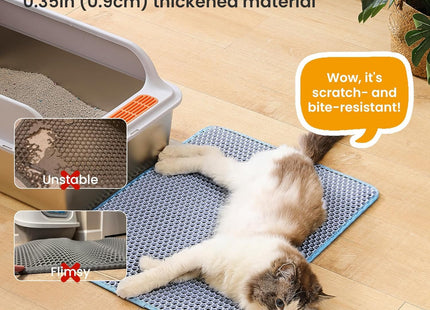 Large Cat Litter Box Mat: Easy Clean Kitty Litter Trapping Mat for Floor, Plastic Cat Box Pad (Blue, Small - 60 * 40cms)