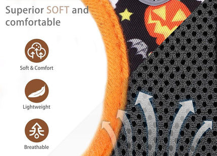 PUPTECK Adjustable Dog Harness Collar and Leash Set Step in No Pull Pet Harness for Small Medium Dogs Puppy and Cats Outdoor Walking Running, Soft Mesh Padded Reflective Vest Harnesses, Halloween, XS