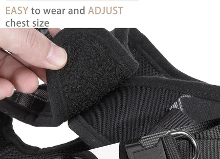 Furry Life Step-in No Pull Pet Harness for Dogs, Puppies & Cats – Soft Mesh Padded Reflective Vest for Outdoor Walking & Running (Burberry Black