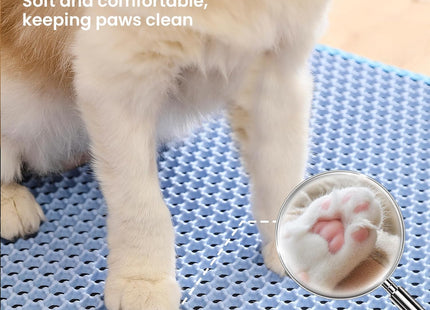 Large Cat Litter Box Mat: Easy Clean Kitty Litter Trapping Mat for Floor, Plastic Cat Box Pad (Blue, Small - 60 * 40cms)