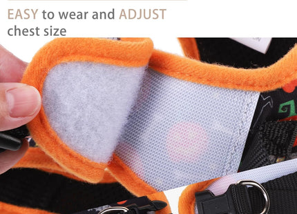 PUPTECK Adjustable Dog Harness Collar and Leash Set Step in No Pull Pet Harness for Small Medium Dogs Puppy and Cats Outdoor Walking Running, Soft Mesh Padded Reflective Vest Harnesses, Halloween, XS